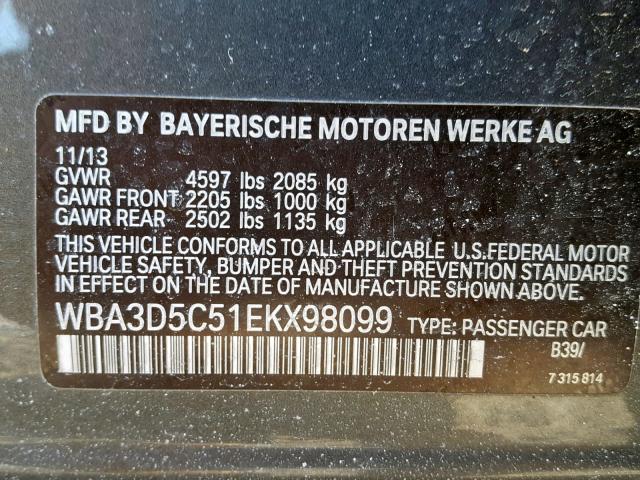 WBA3D5C51EKX98099 - 2014 BMW 328 D GRAY photo 10