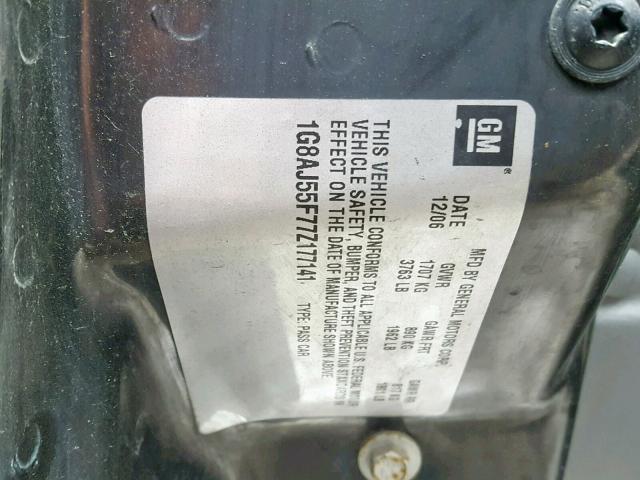 1G8AJ55F77Z177141 - 2007 SATURN ION LEVEL 黑色 照片 10