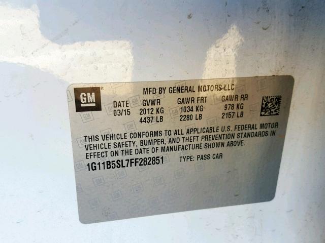 1G11B5SL7FF282851 - 2015 CHEVROLET MALIBU LS Ağ foto 10