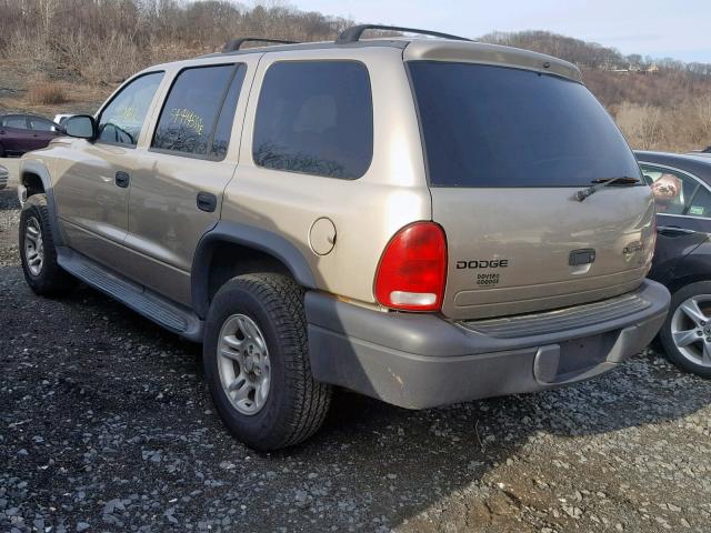 1D4HS38N73F536043 - 2003 DODGE DURANGO SP TAN photo 3