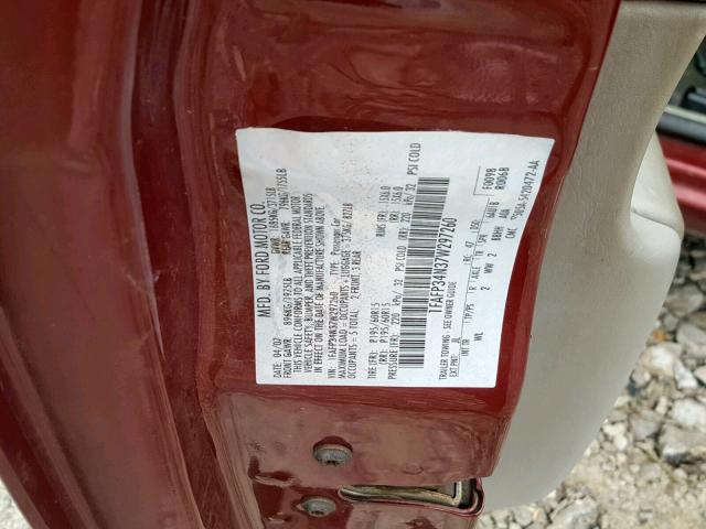 1FAFP34N37W297260 - 2007 FORD FOCUS ZX4 RED photo 10