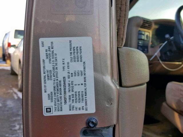 1GKDT13W4V2544029 - 1997 GMC JIMMY TAN photo 10