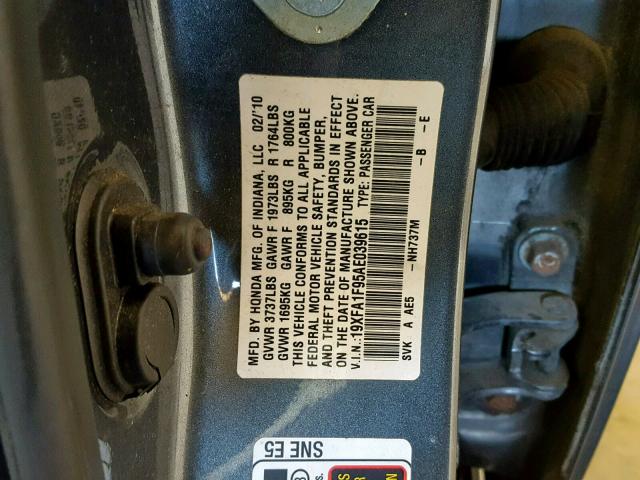 19XFA1F95AE039615 - 2010 HONDA CIVIC EXL Boz foto 10