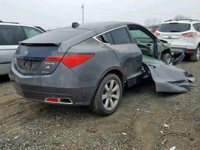 2HNYB1H45BH500433 - 2011 ACURA ZDX TECHNO GRAY photo 4