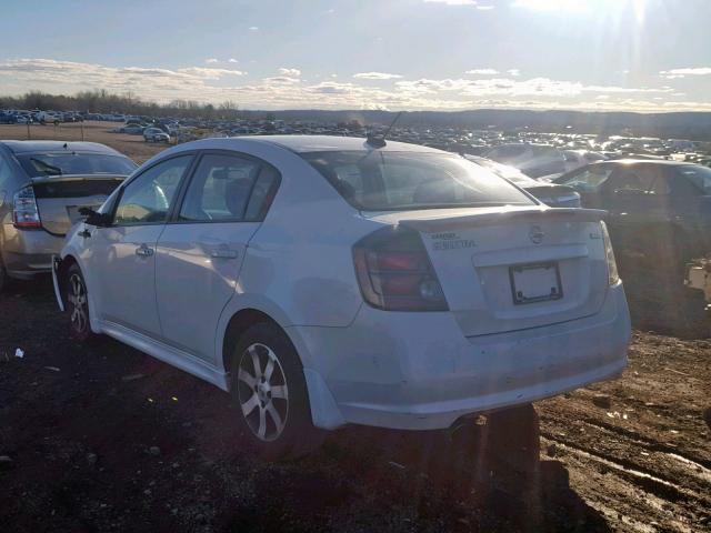 3N1AB6AP3CL609963 - 2012 NISSAN SENTRA 2.0 WHITE photo 3