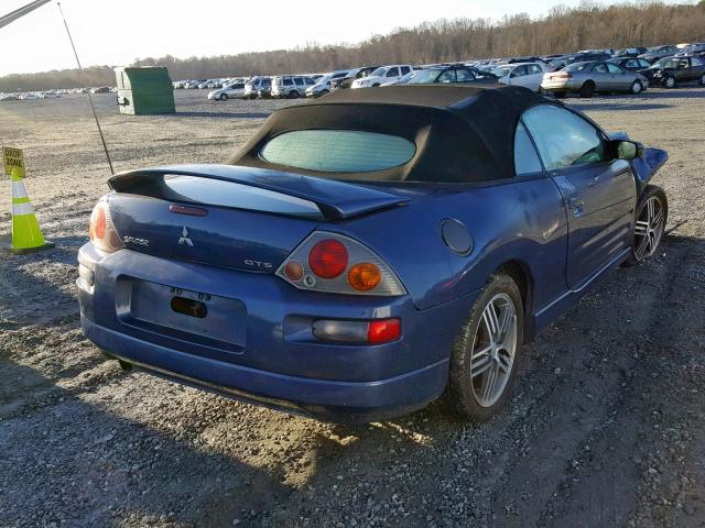 4A3AE75H93E068038 - 2003 MITSUBISHI ECLIPSE SP BLUE photo 4