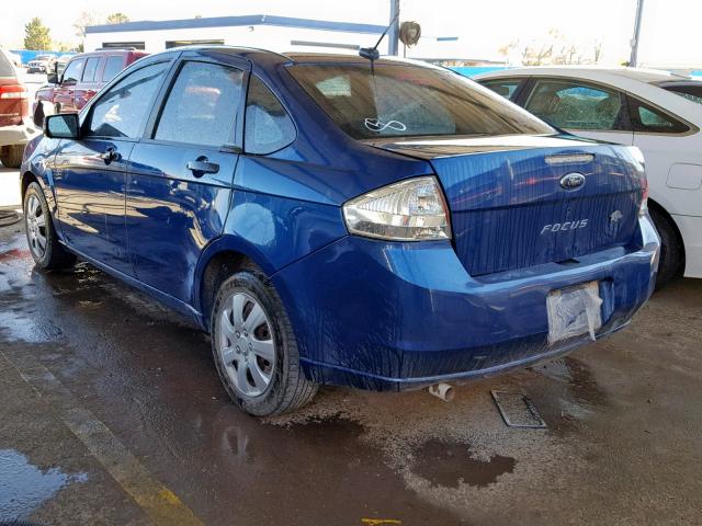 1FAHP34N38W131203 - 2008 FORD FOCUS S/SE BLUE photo 3