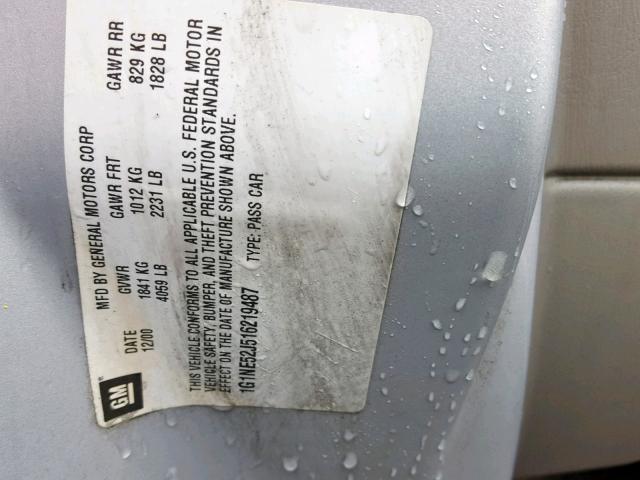 1G1NE52J516219487 - 2001 CHEVROLET MALIBU LS 银色 照片 10