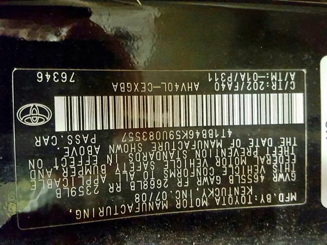 4T1BB46K59U083557 - 2009 TOYOTA CAMRY HYBR BLACK photo 10