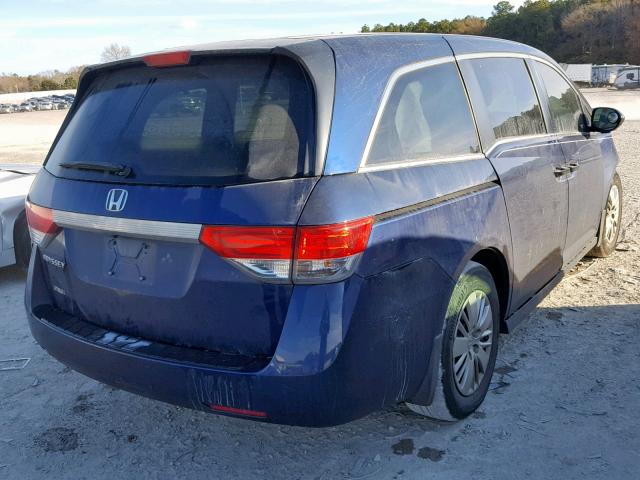 5FNRL5H24FB112327 - 2015 HONDA ODYSSEY LX BLUE photo 4