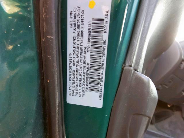 4S3BG6855V7635768 - 1997 SUBARU LEGACY OUT GREEN photo 10