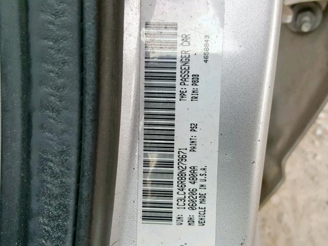 1C3LC46R88N279671 - 2008 CHRYSLER SEBRING LX SILVER photo 10