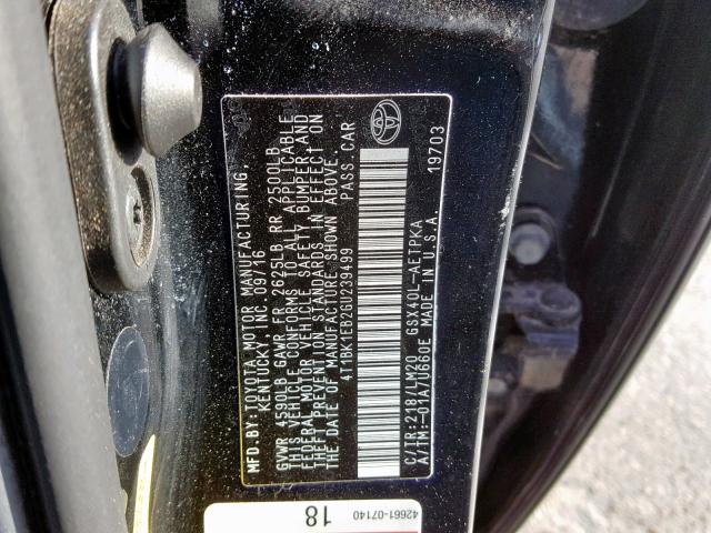 4T1BK1EB2GU239499 - 2016 TOYOTA AVALON XLE BLACK photo 10