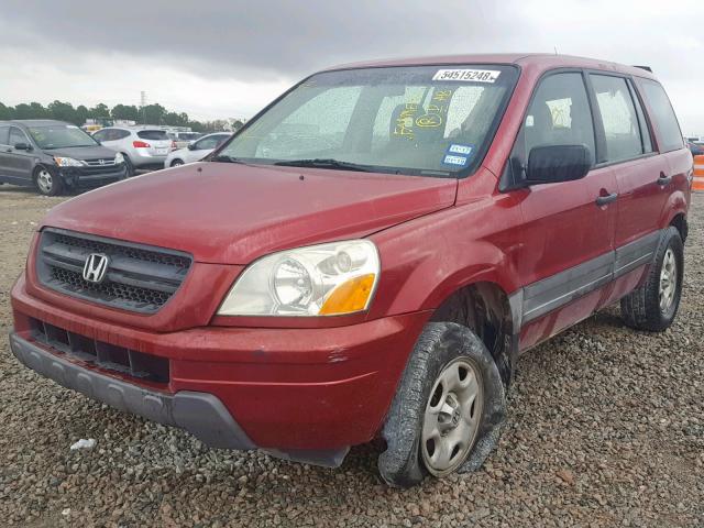 2HKYF18185H556426 - 2005 HONDA PILOT LX RED photo 2