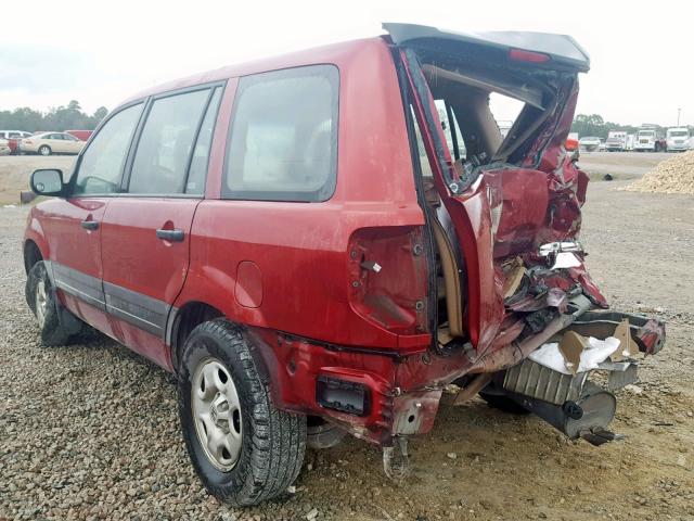 2HKYF18185H556426 - 2005 HONDA PILOT LX RED photo 3