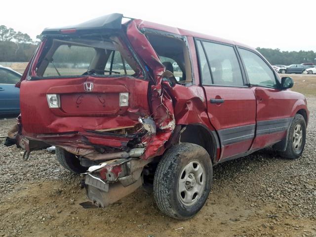 2HKYF18185H556426 - 2005 HONDA PILOT LX RED photo 4