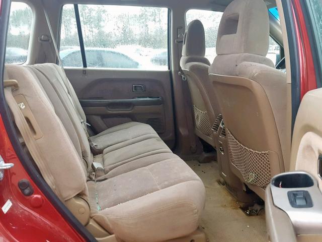 2HKYF18185H556426 - 2005 HONDA PILOT LX RED photo 6