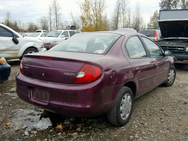 1B3ES46C8YD807168 - 2000 DODGE NEON BASE PURPLE photo 4