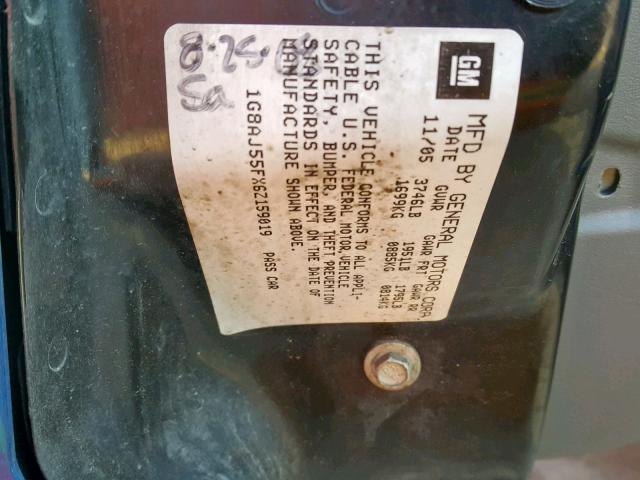 1G8AJ55FX6Z159019 - 2006 SATURN ION LEVEL BLUE photo 10