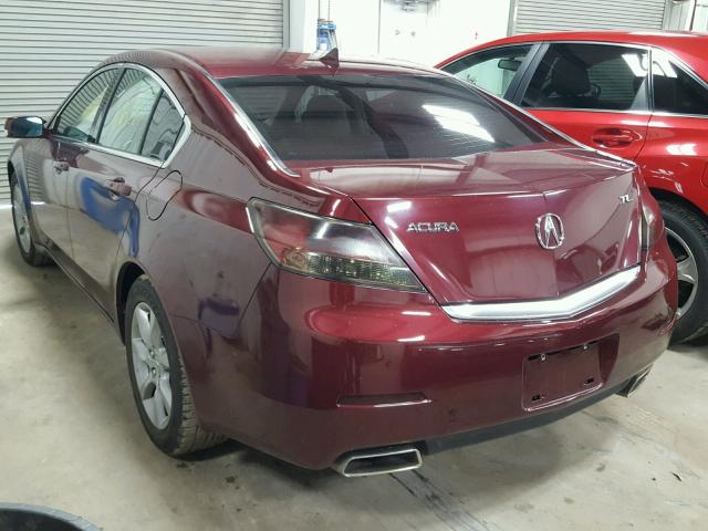 19UUA8F2XCA019533 - 2012 ACURA TL MAROON photo 3