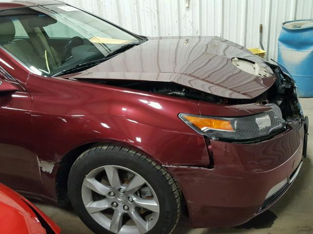 19UUA8F2XCA019533 - 2012 ACURA TL MAROON photo 9
