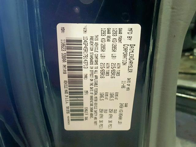 1D4GP45R17B143713 - 2007 DODGE CARAVAN SX BLACK photo 10