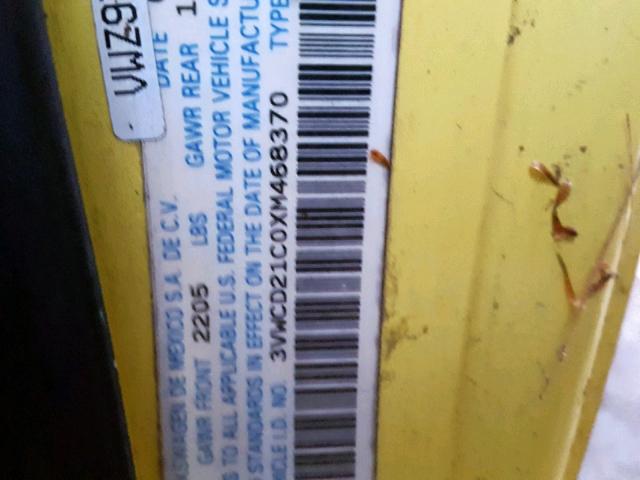 3VWCD21C0XM468370 - 1999 VOLKSWAGEN NEW BEETLE YELLOW photo 10