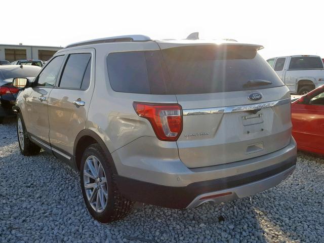 1FM5K7F84HGD39526 - 2017 FORD EXPLORER L GOLD photo 3