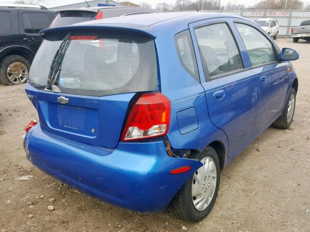 KL1TD62624B183845 - 2004 CHEVROLET AVEO BLUE photo 4