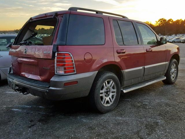 4M2DU86W24ZJ23276 - 2004 MERCURY MOUNTAINEE RED photo 4