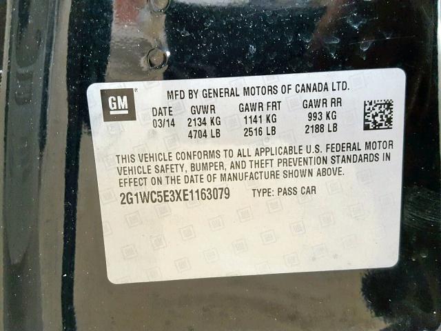 2G1WC5E3XE1163079 - 2014 CHEVROLET IMPALA LIM BLACK photo 10