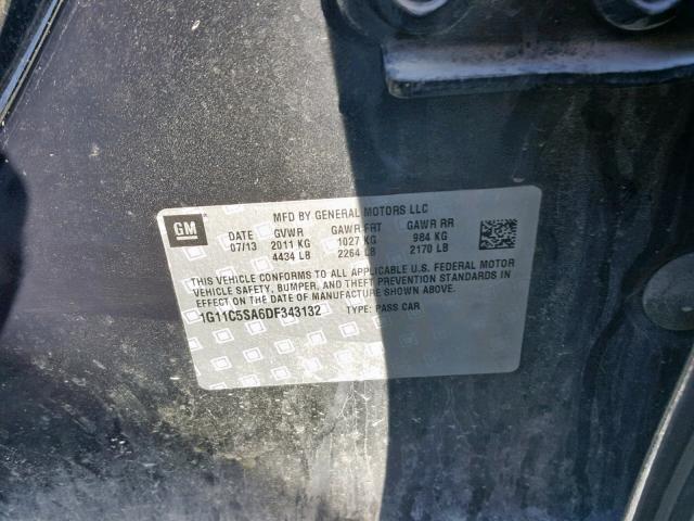 1G11C5SA6DF343132 - 2013 CHEVROLET MALIBU 1LT 石墨色 照片 10