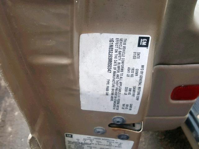 1G1NE52J93M650347 - 2003 CHEVROLET MALIBU LS 棕色 照片 10