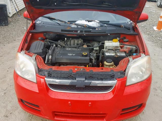 KL1TD56677B112892 - 2007 CHEVROLET AVEO BASE Қызыл фото 7