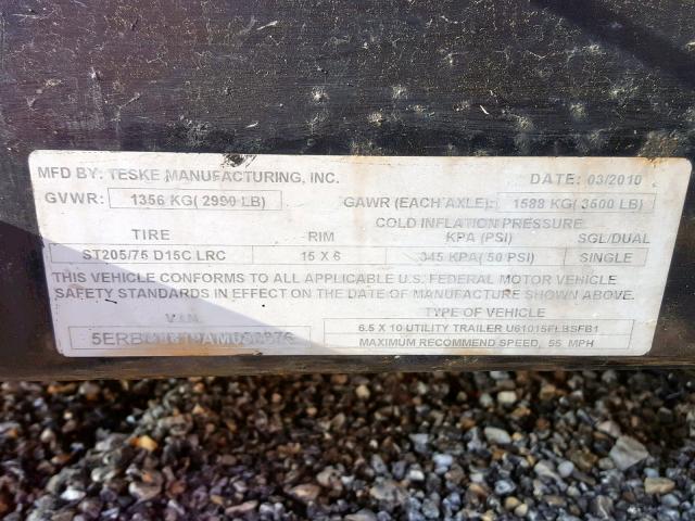5ERBU0819AM050876 - 2010 UTILITY TRAILER Yaşıl foto 10