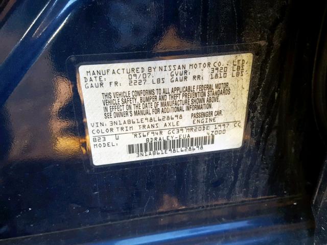 3N1AB61E98L628698 - 2008 NISSAN SENTRA 2.0 BLUE photo 10