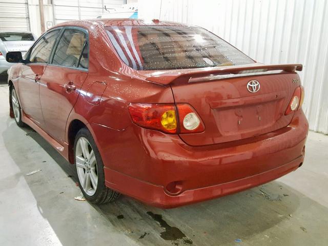 1NXBE40E19Z129136 - 2009 TOYOTA COROLLA XR RED photo 3