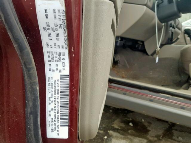 1J4GX48S12C310032 - 2002 JEEP GRAND CHER BURGUNDY photo 10