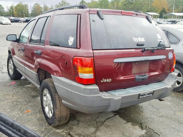 1J4GX48S12C310032 - 2002 JEEP GRAND CHER BURGUNDY photo 3