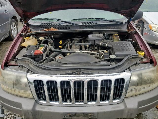 1J4GX48S12C310032 - 2002 JEEP GRAND CHER BURGUNDY photo 7