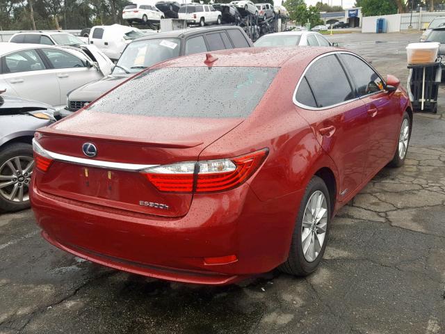 JTHBW1GG9D2000216 - 2013 LEXUS ES 300H RED photo 4