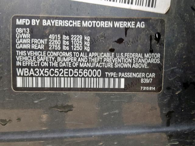 WBA3X5C52ED556000 - 2014 BMW 328 XIGT CHARCOAL photo 10