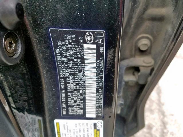 2T1KR32E15C472214 - 2005 TOYOTA MATRIX XR BLACK photo 10