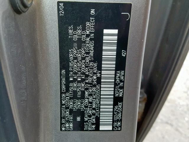 JTLKT324850205045 - 2005 TOYOTA SCION XB Күміс фото 10