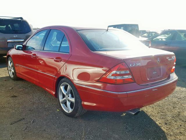 WDBRF40J05F726174 - 2005 MERCEDES-BENZ C 230K SPO RED photo 3