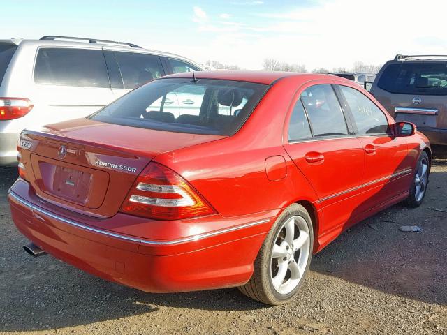 WDBRF40J05F726174 - 2005 MERCEDES-BENZ C 230K SPO RED photo 4