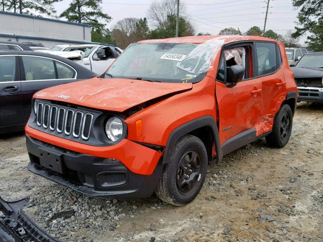 ZACCJAAB3HPE44351 - 2017 JEEP RENEGADE S ORANGE photo 2