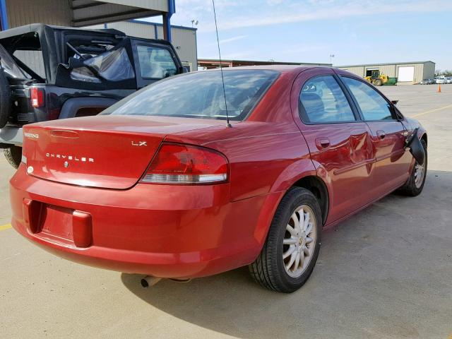 1C3EL46X52N226537 - 2002 CHRYSLER SEBRING LX RED photo 4