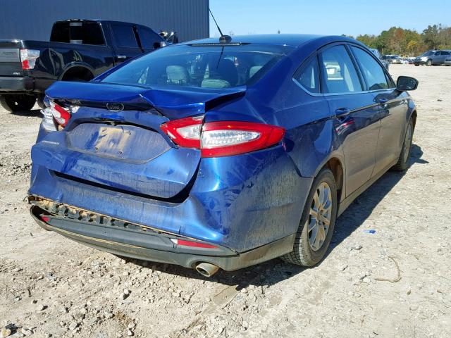 3FA6P0G70FR256212 - 2015 FORD FUSION S BLUE photo 4