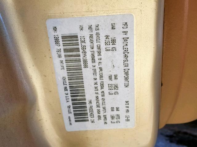 1C3EJ56H9YN188808 - 2000 CHRYSLER CIRRUS LXI TAN photo 10